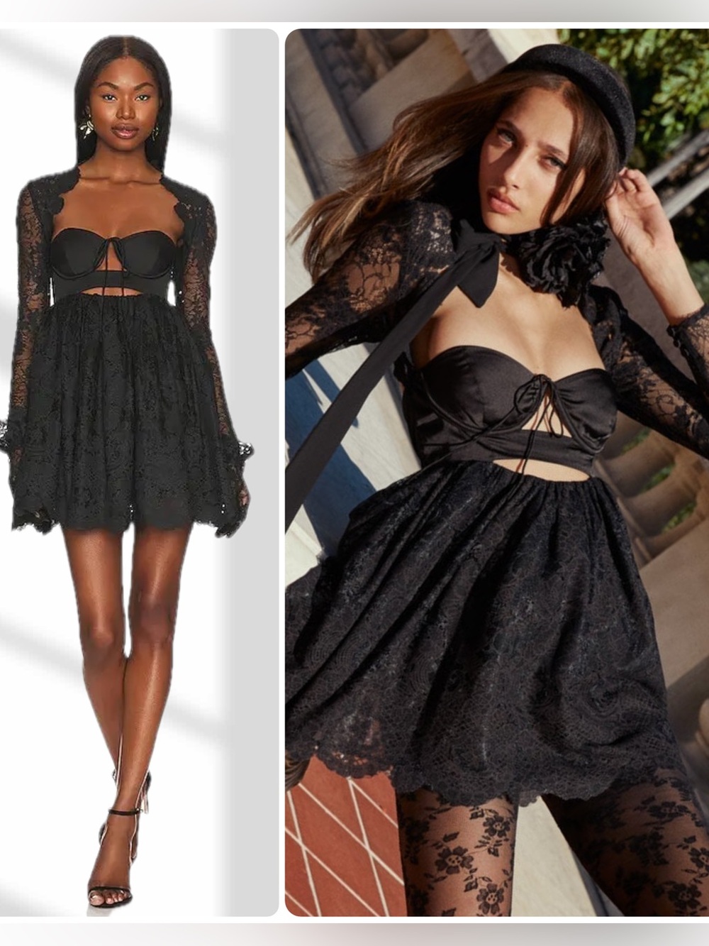 For Love & Lemons Regina Lace Removable Shrug Underwire Cups Mini Dress NWT $298